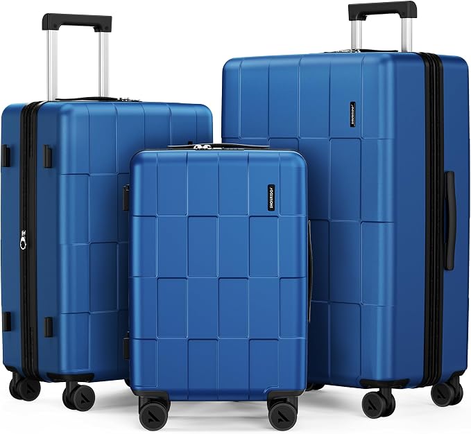 SHOWKOO Luggage Sets 3 Piece Hardside Expandable Lightweight PC Suitcase Sets by SHOWKOO