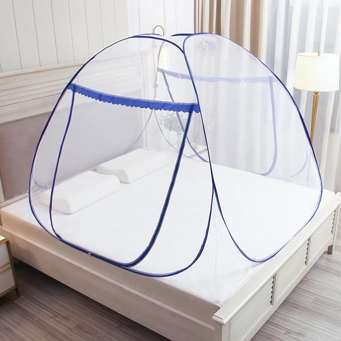 Pop up Mosquito net Double Bed, L75x W40 x H43， Zipper Portable Tent Travel - Image 2