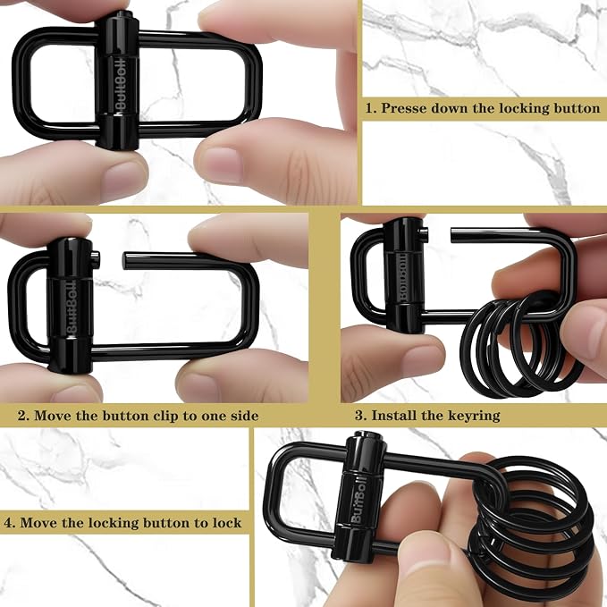 Key Chain, Heavy Duty Lock Key Ring Keychain Clip Key Holder Organizer - Image 3