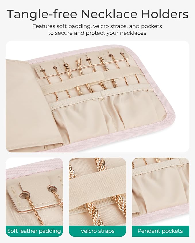 BAGSMART Travel Jewelry Organizer Case, Foldable Jewelry Roll - Image 4