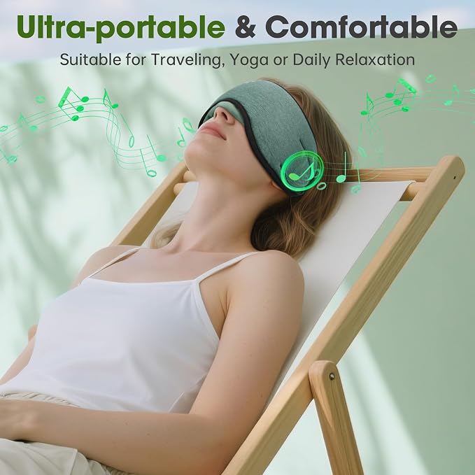 Sleep Headphones with Bluetooth 5.4 Sleep Mask, Bamboo Cotton Music Wireless - Image 8