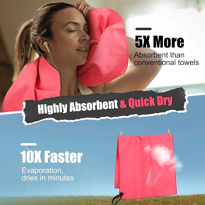 Quick Dry Travel Towel, 3 Sizes 1 Pack Camping Microfiber Towel, Lightweight - Image 4