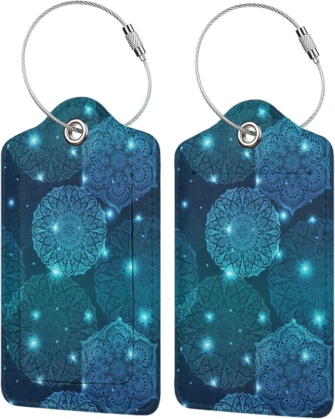 2Pcs Glowing Mandala Themed Luggage Tags by SNAPMADE
