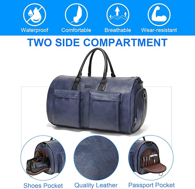 Leather Garment Bag for Travel, Modoker Carry On Suit Carrier Travel Bag - Image 5