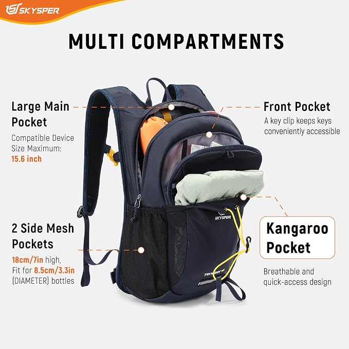 SKYSPER Hiking Backpack 15L Lightweight Walking Daypack - Image 4