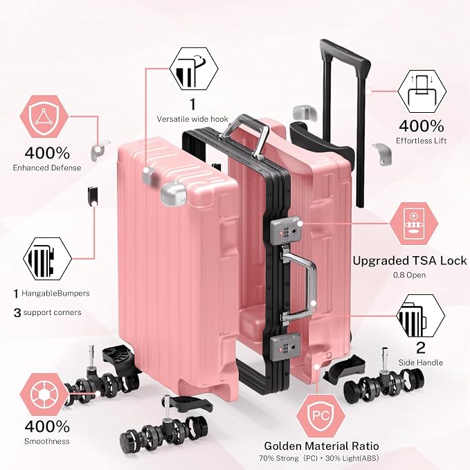 Krute Luggage 24 Inch Aluminum Frame Zipperless Suitcase - Image 5