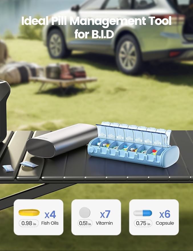 Vaydeer Metal 7 Day Pill Organizer 2 Times a Day – AM PM Weekly Travel Pill Case - Image 6