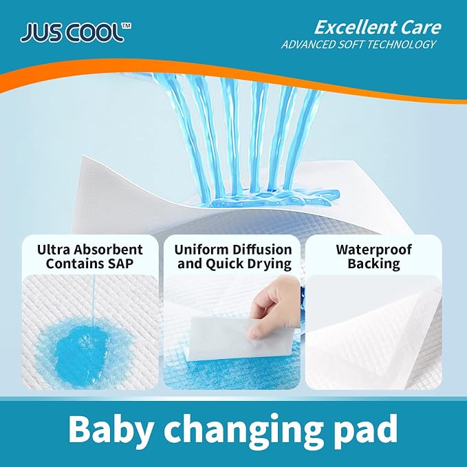 JUS COOL Incontinence Bed Pads 30”x 36” Disposable Baby Changing Pads, - Image 3