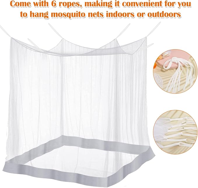 Mosquito Net for Bed, Large White Bed Canopy for Girls, Hanging Bed Net - Image 5