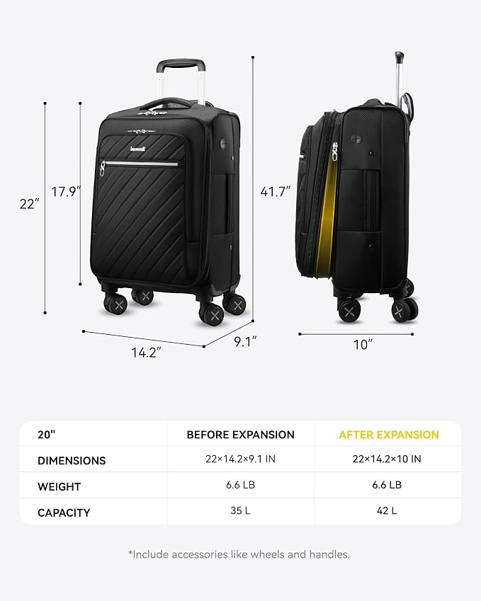 LUGGEX Carry On Luggage with Spinner Wheels - Image 9