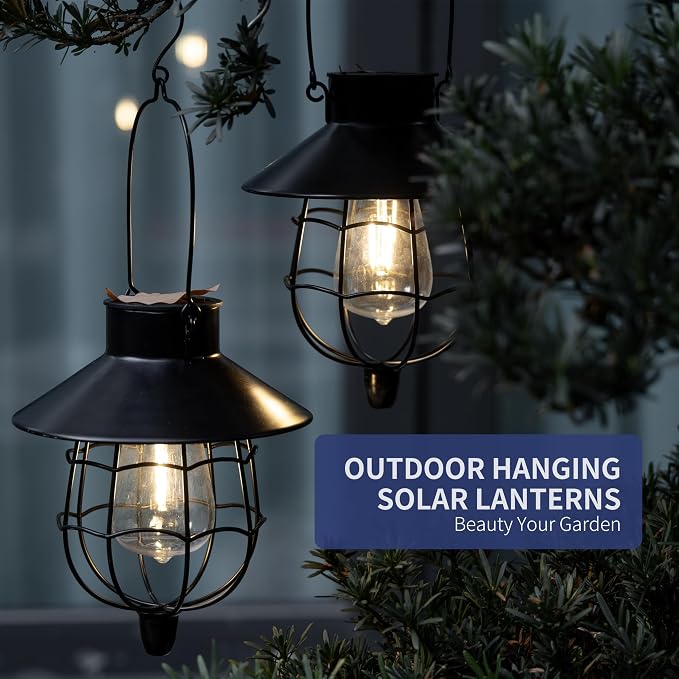 2 Pack Solar Lanterns Outdoor Waterproof Hanging Solar Lights - Image 2