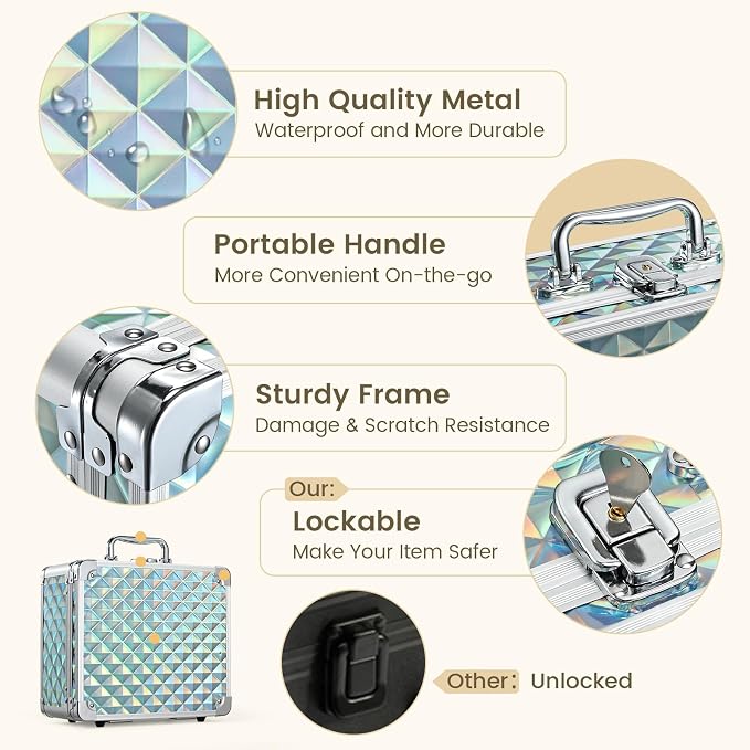 Makeup Case with Magnetic LED Mirror Travel Cosmetic Organizer Portable Makeup - Image 5