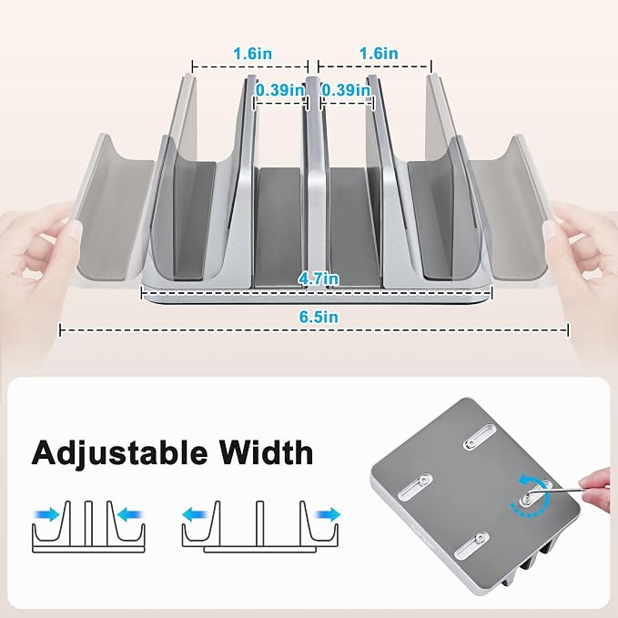 JARLINK 4-in-1 Adjustable Vertical Laptop Stand Holder, Aluminum Dual Slots - Image 2