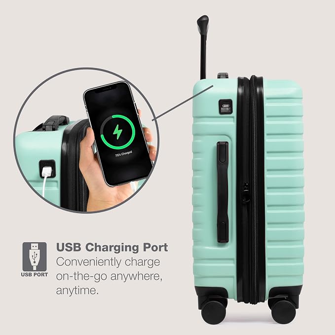 U.S. Traveler Boren Polycarbonate Hardside Rugged Travel Suitcase Luggage - Image 4