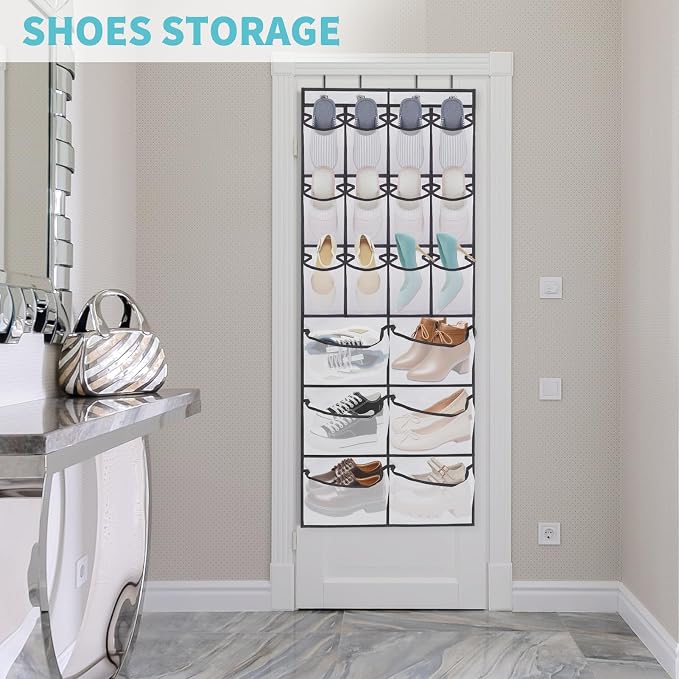 2 Packs Over the Door Shoe Organizer, 36 Large Mesh Pockets Hanging Shoe Boots - Image 7