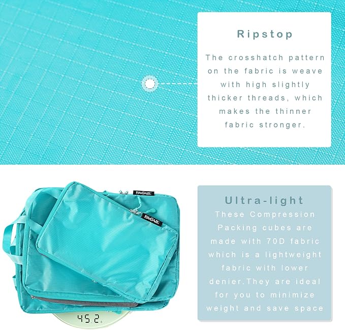 BAGAIL 6 Set Ultralight Compression Packing Cubes Packing Organizer - Image 4