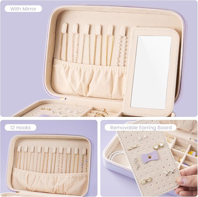 Lolalet Travel Jewelry Case for Women, Travel Jewelry Organizer Box - Image 5