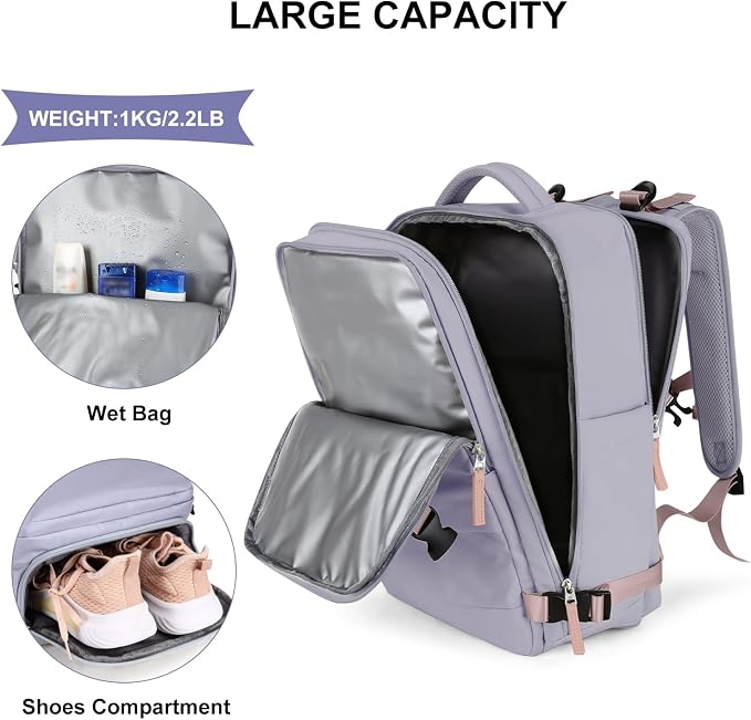 coowoz Large Travel Backpack For Women Men, Carry On Backpack Flight Approved - Image 4