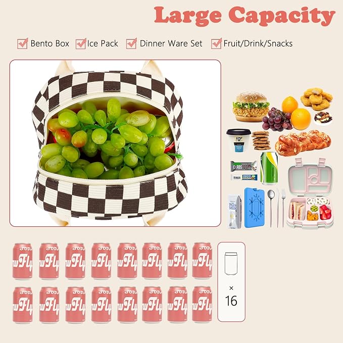 FlowFly Lunch Bag for Women Insulated Lunch Box Corduroy Lunch Tote Cooler for - Image 4
