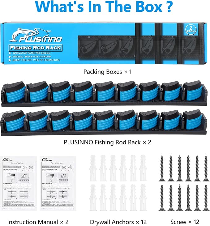 PLUSINNO 2 pack Vertical Fishing Rod rack, Wall Mounted Fishing Rod holder - Image 7