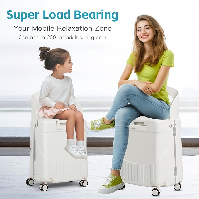 22" Ride On Luggage with Seat for Kids & Adults, Lightweight Hardside Ride-On - Image 6