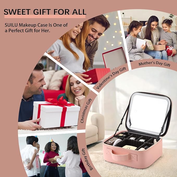 Makeup Bag with Led Mirror, Travel Makeup Organizer with 3 Color Setting - Image 6