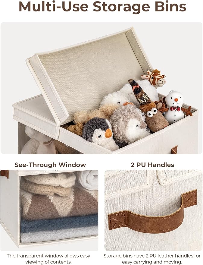 StorageWorks Storage Bins with Lid and Clear Window, Fabric Storage Boxes with - Image 3