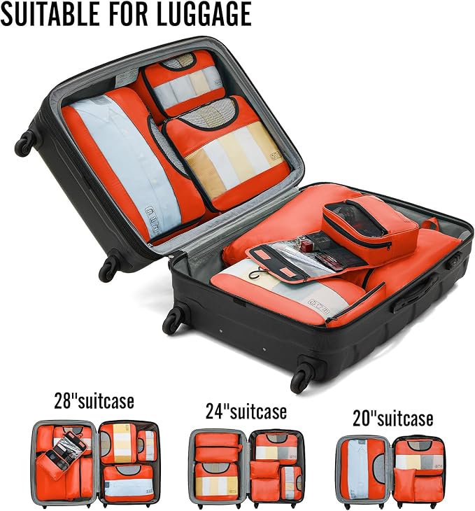 Veken 8 Set Packing Cubes for Travel Essentials, Suitcase Organizer Bags in 4 - Image 6
