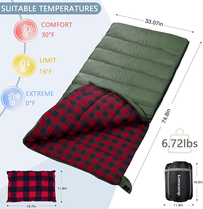 0 Degree Sleeping Bag Cotton Flannel Winter Cold Weather - Image 2
