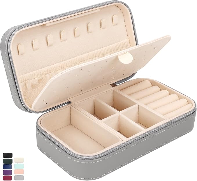DesignSter Travel Jewelry Box, PU Leather Portable Jewelry Case, Small Jewelry by DesignSter