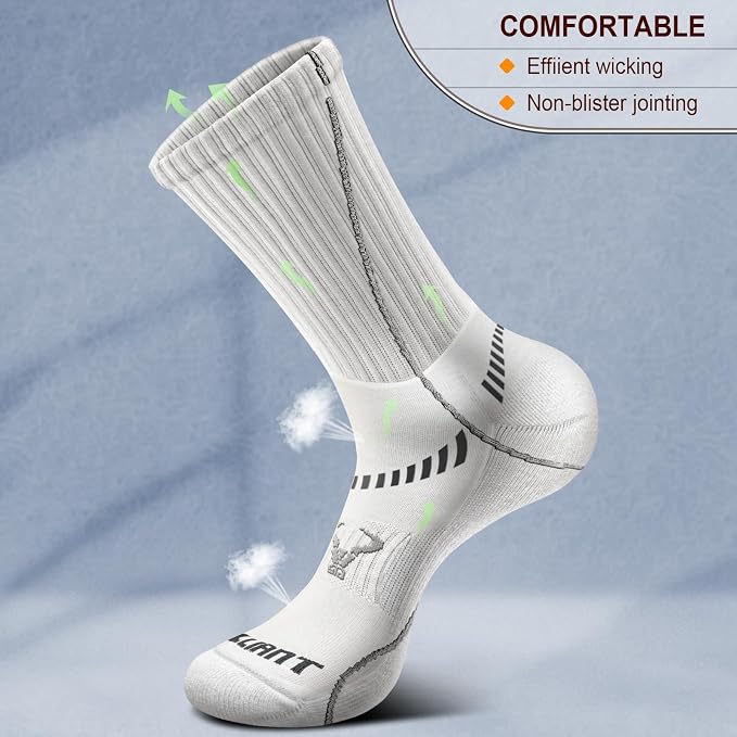 BULLIANT Compression Socks for Men 6Pairs, Athletic Crew Socks Cushioned For - Image 5