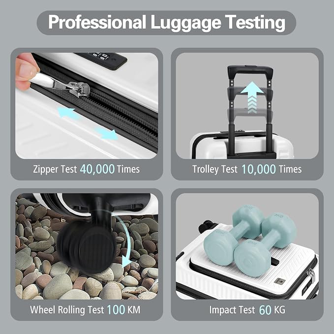 20 Inch Luggage with Spinner Wheels, Expandable Front Opening Suitcase 100% PC - Image 6