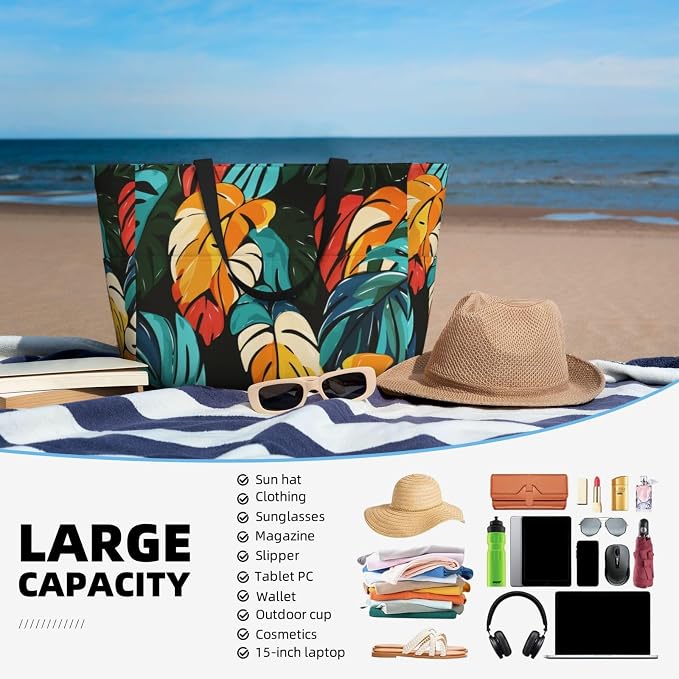 Beach Bag for Women Beach Tote Bag Waterproof Sandproof Large Bags - Image 5