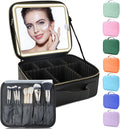 Makeup Bag with Led Mirror, Travel Makeup Organizer with 3 Color Setting by SUILU