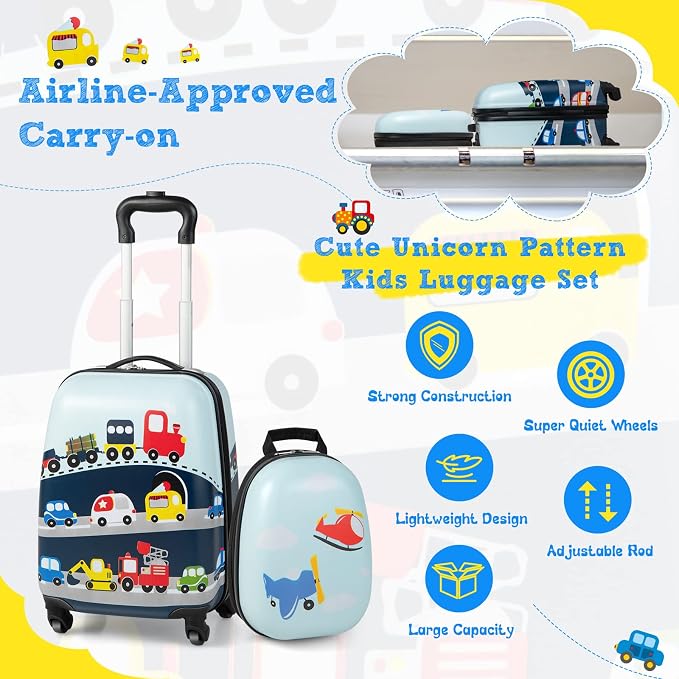 HONEY JOY Kids Luggage, Lightweight Toddler Girls Suitcase, Durable ABS - Image 4