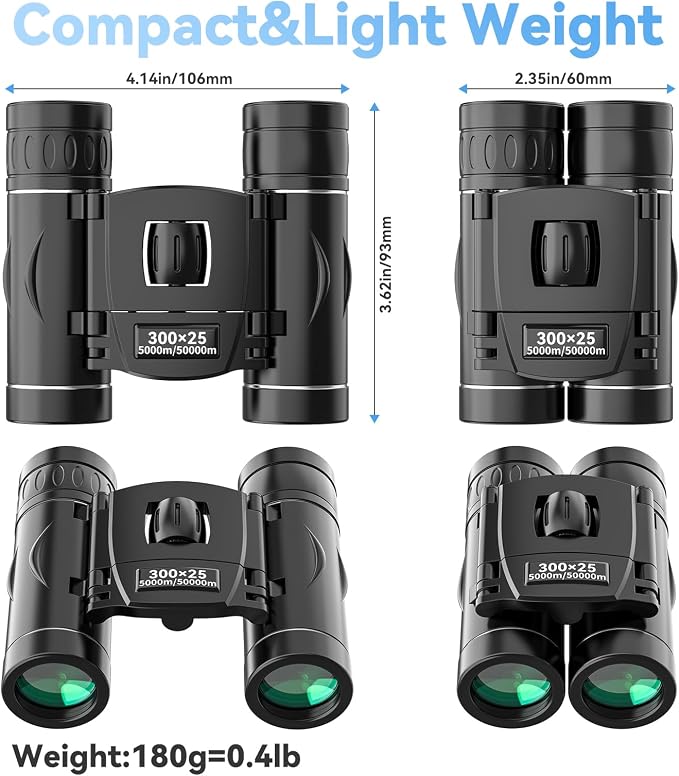 300x25 Binoculars for Adults and Kids, High Powered Mini Pocket Binoculars - Image 2