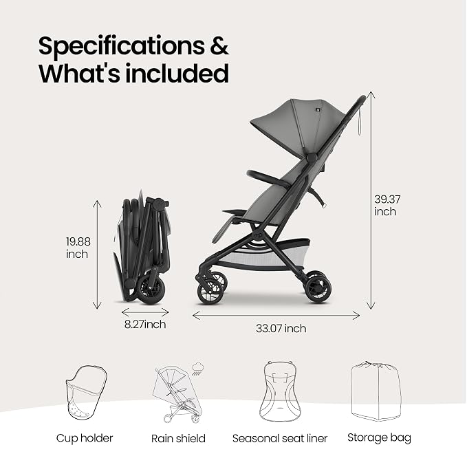 Mompush Velo Lightweight Travel Stroller – One-Hand Fold, Ultra-Compact & - Image 9