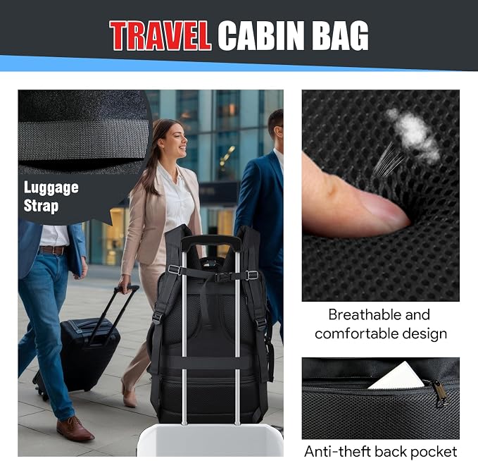 Travel Backpack, Expandable 40-50L Carry On Backpack, Extra Large Anti-Theft - Image 8
