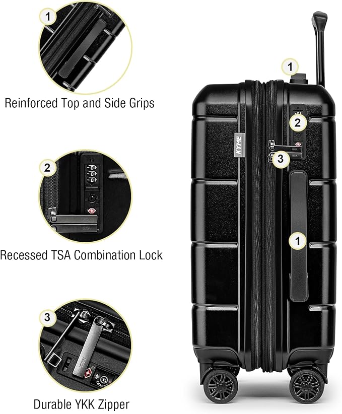 KYME Carry On Luggage 22x14x9 Airline Approved Expandable - Image 6