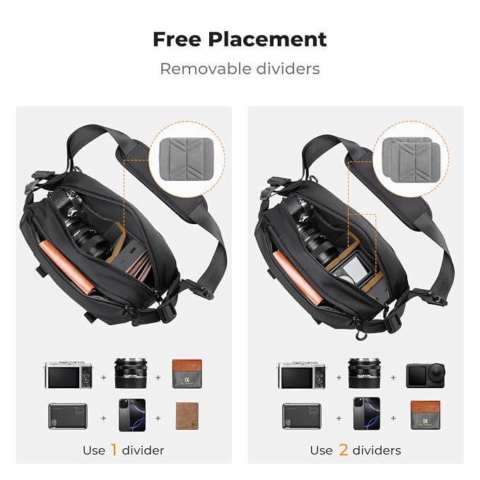 K&F Concept 2 in 1 Sling Bag Everyday Shoulder Bag & Multifunction Photography - Image 3