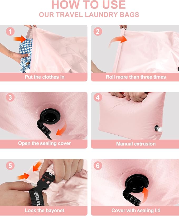 Travel Laundry Bag, Pump Free Vacuum Storage Bag Reusable Compression Dirty - Image 4