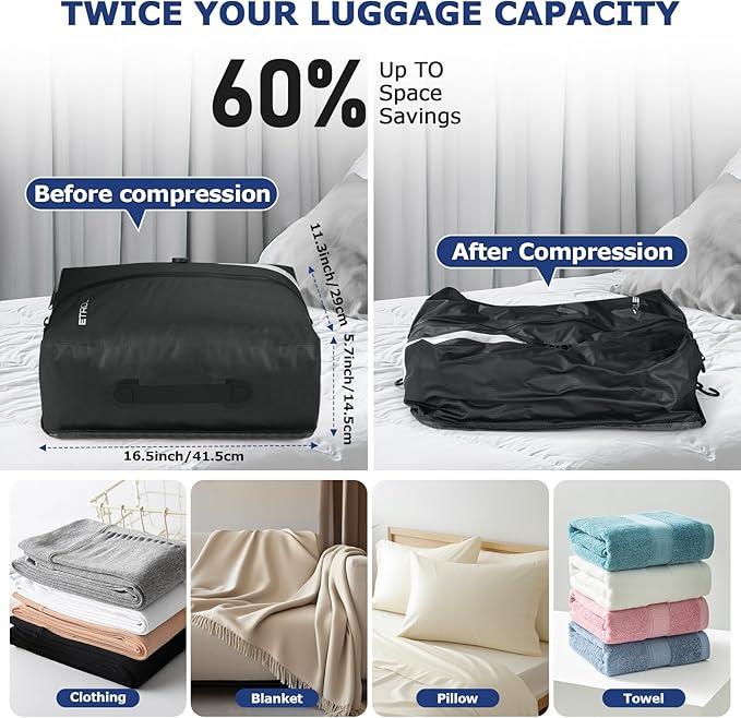 TPU Vacuum Bag for Travel, 70D Nylon Reusable Compression Bag - Image 3