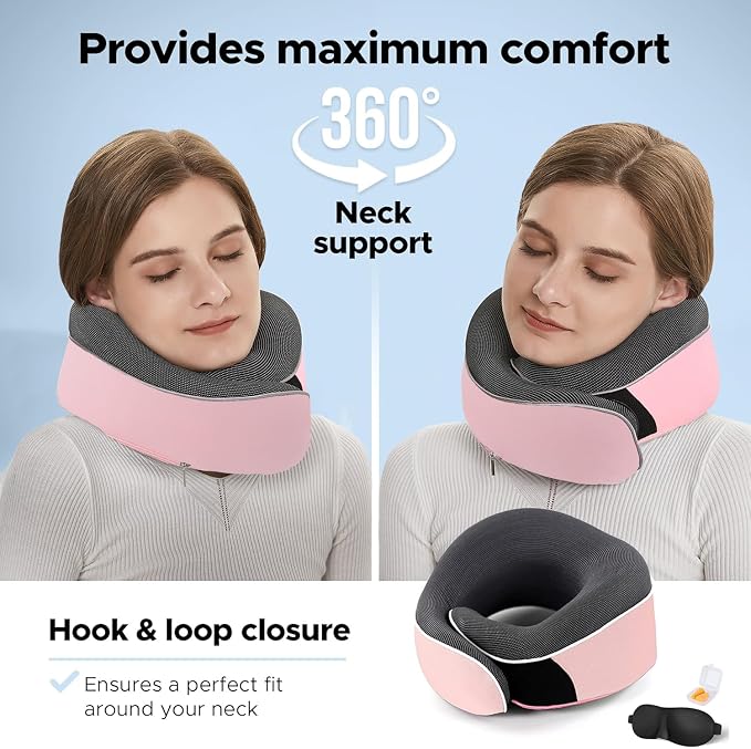 Travel Neck Pillow, Best Memory Foam Airplane Pillow - Image 5