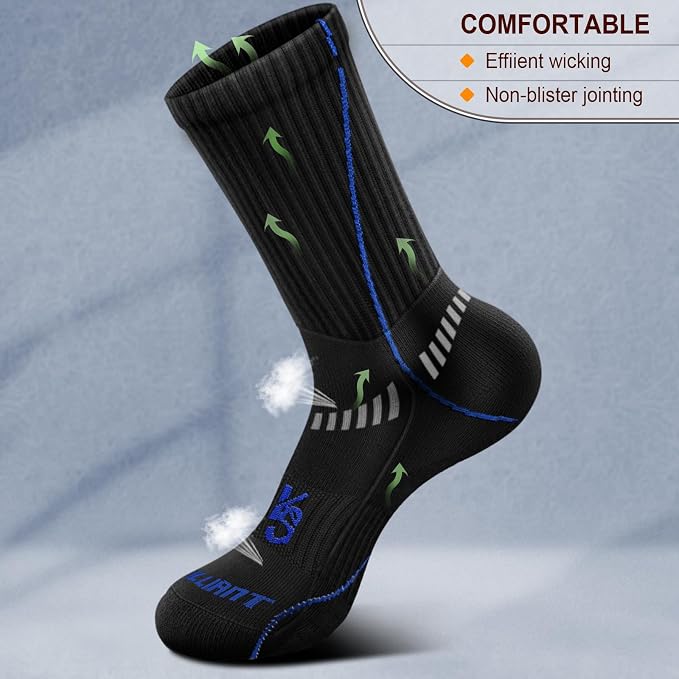 BULLIANT Compression Socks for Men 6Pairs, Athletic Crew Socks Cushioned For - Image 5