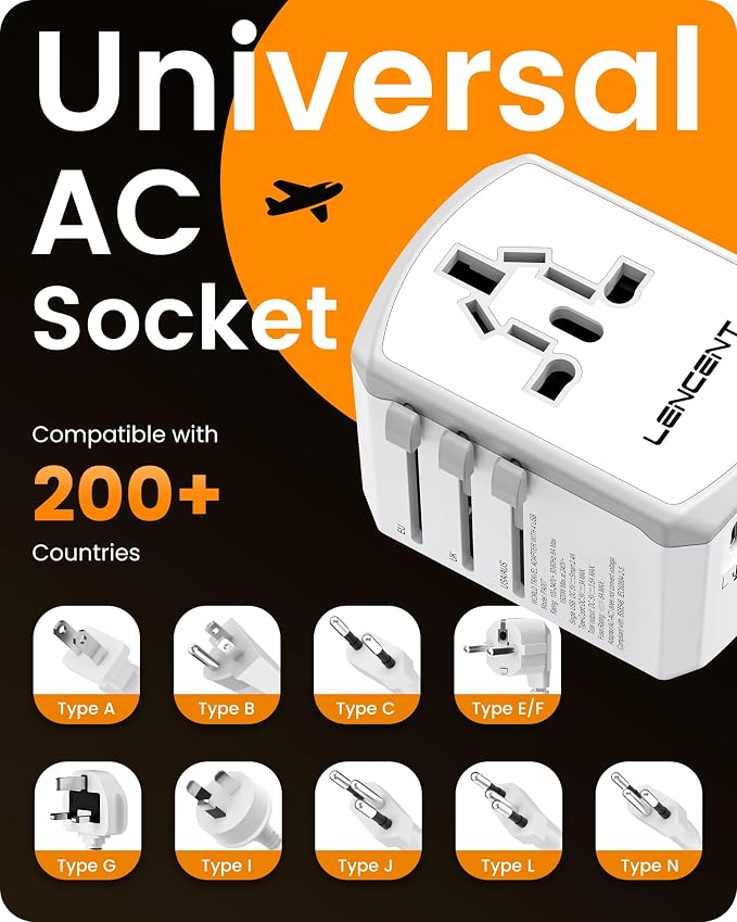 LENCENT Universal Travel Power Adapter, International AC Plug Adaptor - Image 3