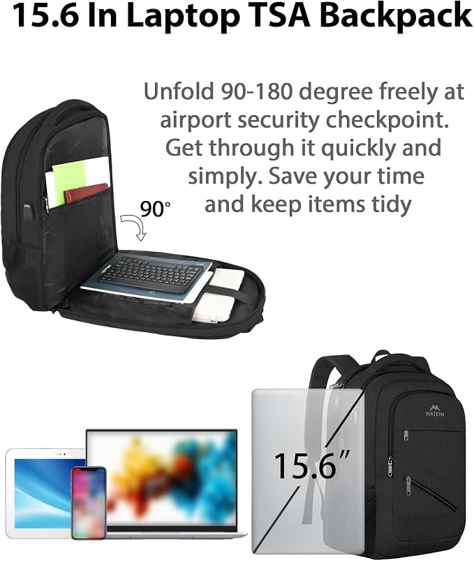 MATEIN 15.6 Inch College Backpack, 20 L Airline Approved Laptop Computer - Image 2