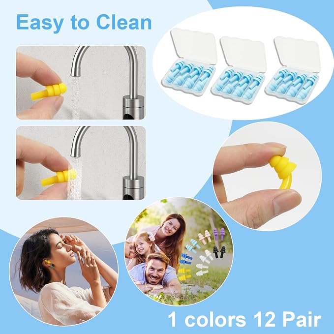 Ear Plugs for Sleeping, 12 Pair Earplugs Noise Canceling Soft Silicone Ear Plug - Image 5
