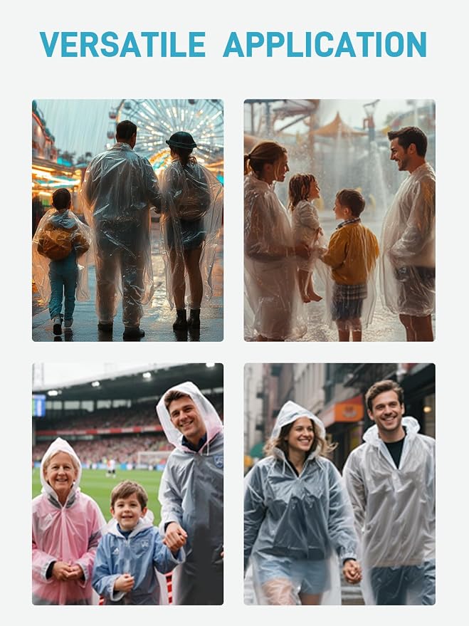 SaphiRose Disposable Rain Ponchos Emergency Clear Poncho - Image 6