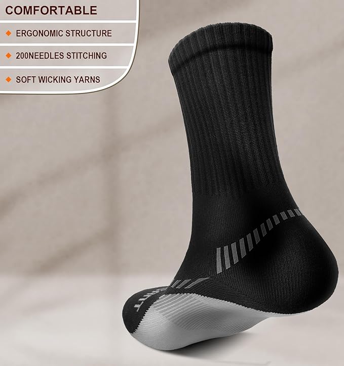 BULLIANT Compression Socks for Men 6Pairs, Athletic Crew Socks Cushioned For - Image 2