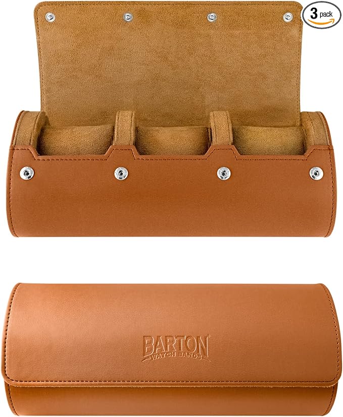 Barton Leather Watch Roll for 3 Watches | Convenient Organizer Case for Travel by BartonWatchBands